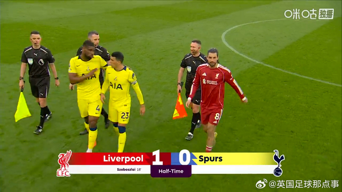 利物浦半场1-0领先热刺 战术优势成关键