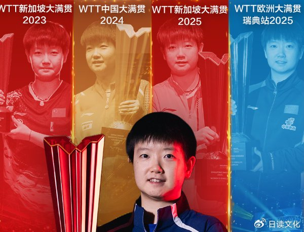 孙颖莎新加坡大满贯决赛逆转王曼昱 成就单打五